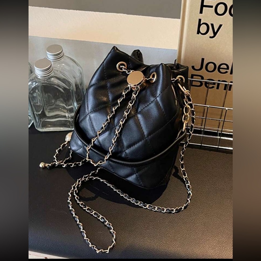 Quilted Black Vegan Leather Crossbody Bag - Picture 6 of 11